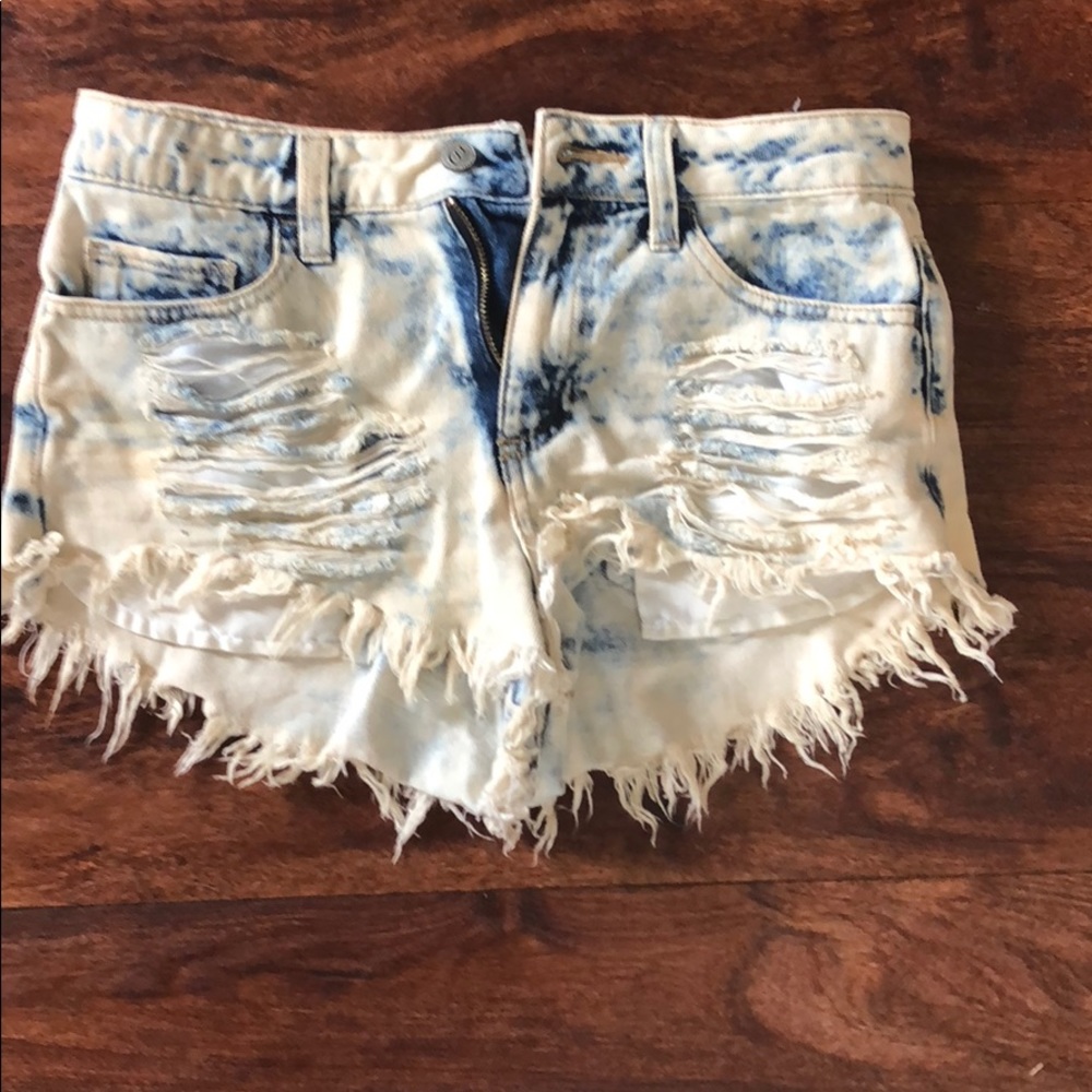 Distressed bleached shorts